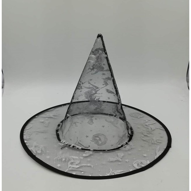 Mũ phù thủy hóa trang Halloween màu đen nhiều họa tiết đẹp VẢI MỎNG
