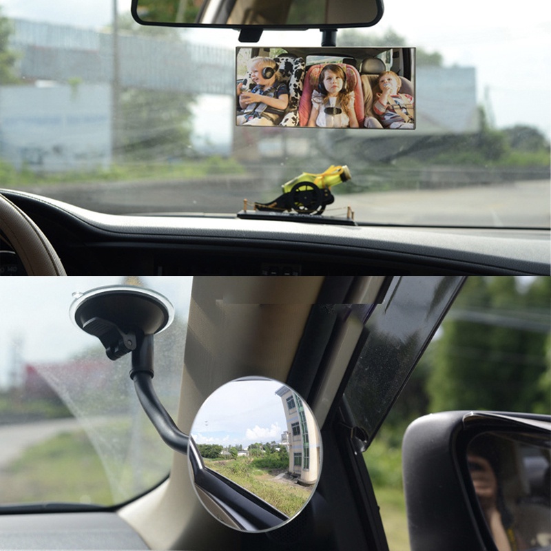Gương chiếu hậu lồi góc rộng trong xe ô tô xoay 360 độ, có giác hút chắc chắn, phụ kiện ô tô Tâm Luân