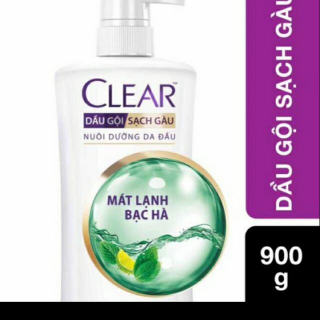 Dầu gội sạch gàu Clear mát lạnh bạc hà 900g