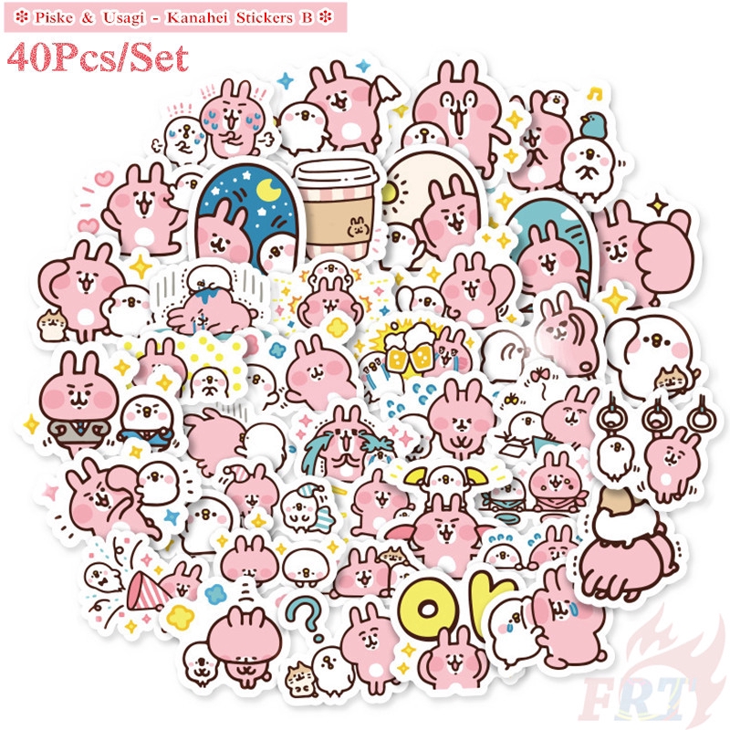 ❉ Piske & Usagi - Kanahei Stickers B ❉ 40Pcs/Set DIY Decals Stickers for Album Diary Laptop Scrapbooks Skateboard