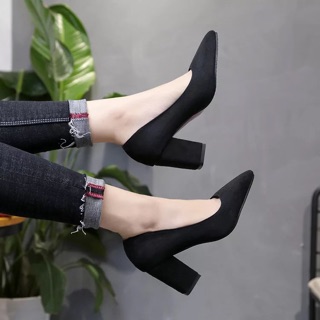 Giày cao gót da lộn gót vuông big size 33-46