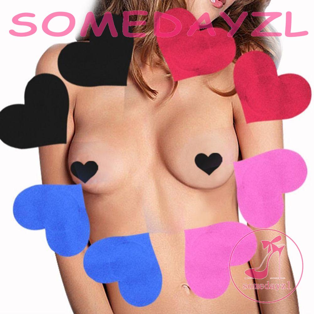 Somedayzl Set 2 Miếng Dán Nhũ Hoa Và Núm Vú Giả Hình Trái Tim Nhiều Màu Sắc Dùng Một Lần