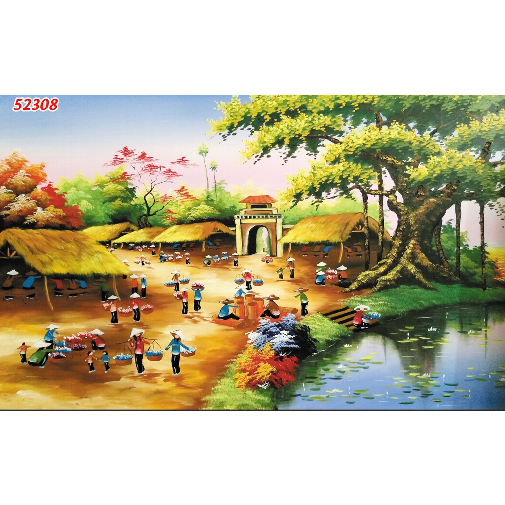 Tranh Dán Tường 3D Đồng Quê Non Xanh Nước Biếc 3D