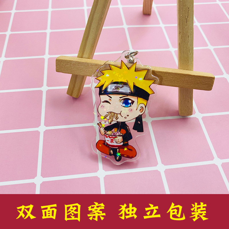 Móc khóa hai mặt bằng acrylic hình nhân vật anime Nhật Bản Naruto dễ thương