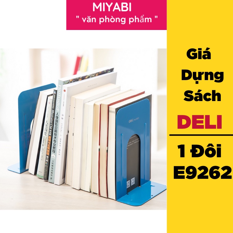 Giá dựng sách cao cấp 90mm Deli, Xanh Dương - 1 đôi - E9262