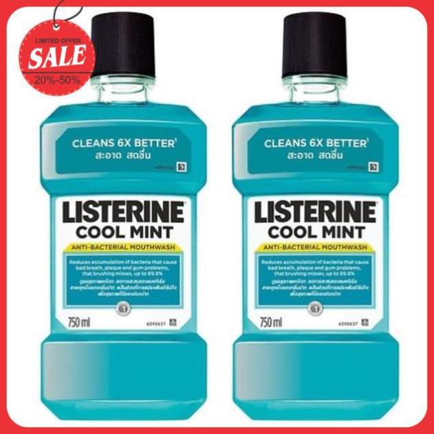 Combo 2 Nước Súc Miệng Hương Bạc Hà Listerine Cool Mint (750ml/Chai)