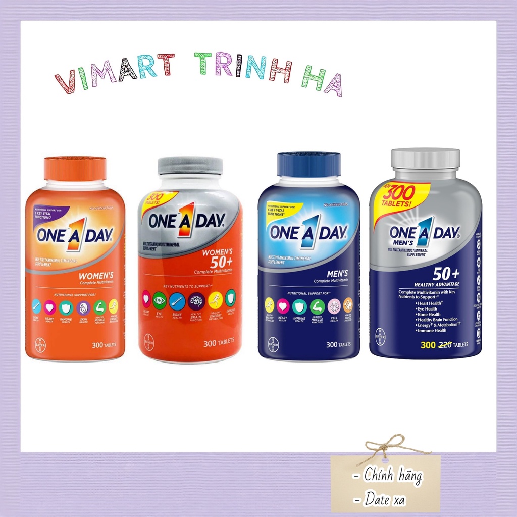 Viên Uống One A Day Men's/ Women's 300 Viên Multivitamin 300 Viên Hàng Mỹ