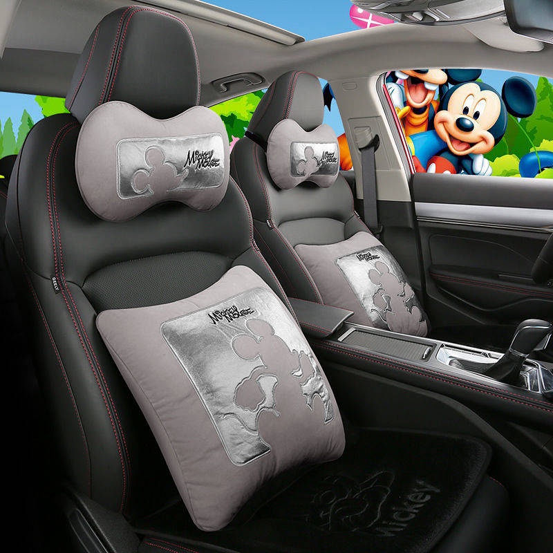 Automotive Headrest Cartoon Cute Neck Pillow Pair of Car Pillow Creative Neck Pillow Car Pillow Couple Four-Piece Set laxv