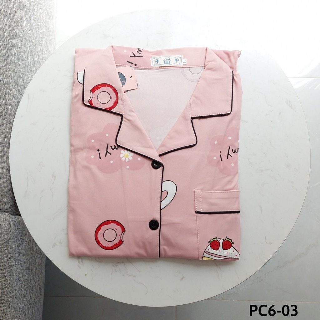 ĐỒ BỘ PIJAMA NỮ MẶC NHÀ COTTON THUN TAY CỘC QUẦN DÀI HỌA TIẾT KUTE | BigBuy360 - bigbuy360.vn