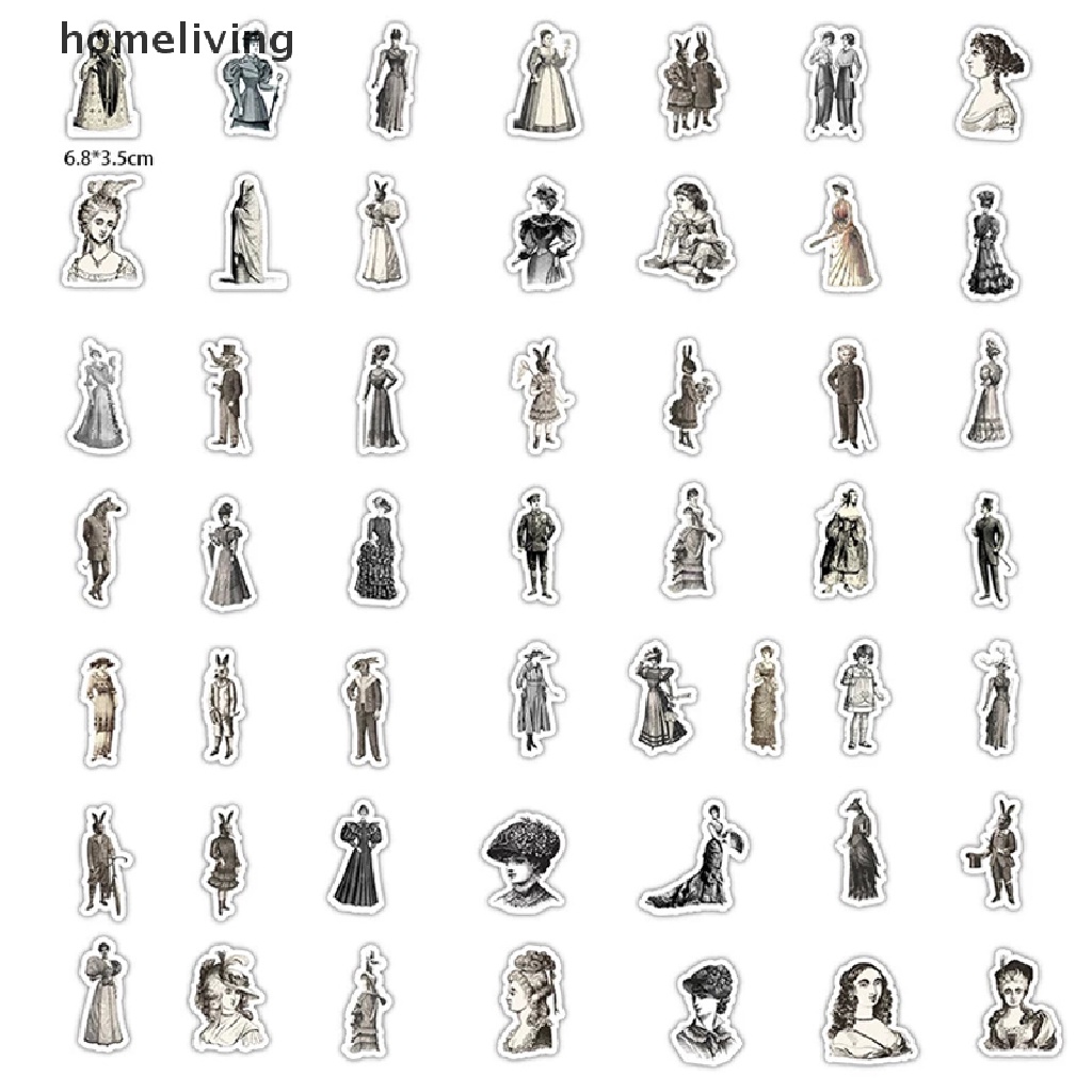 Set 50 Sticker Dán Trang Trí Sổ Tay DIY Hình Vé Máy Bay Phong Cách Châu Âu Cổ Điển