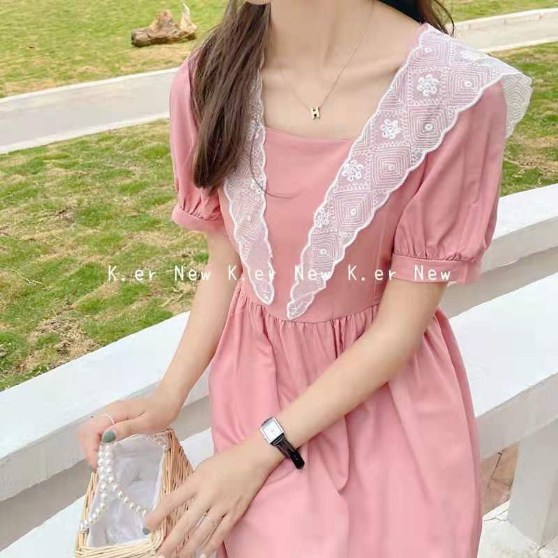 Đầm  Maxi Tay Ngắn Cổ Khăn ren Hot Hit summer /hình thật | BigBuy360 - bigbuy360.vn