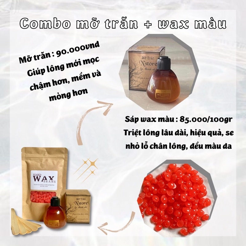 Combo nồi nấu sáp và mỡ trăn tặng que gỗ và bột cafe tẩy tế bào chết giúp làm sạc lông nách,bikini,tay chân,tinastore29