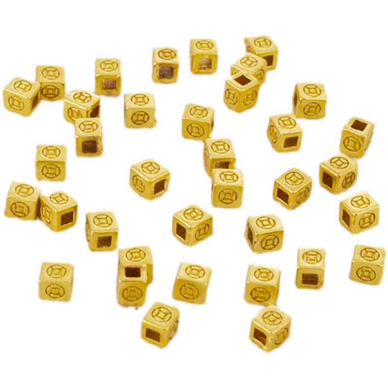Bộ 10 Hạt Xỏ Lỗ Hình Vuông Màu Vàng 18k 3mm Dùng Làm Trang Sức diy