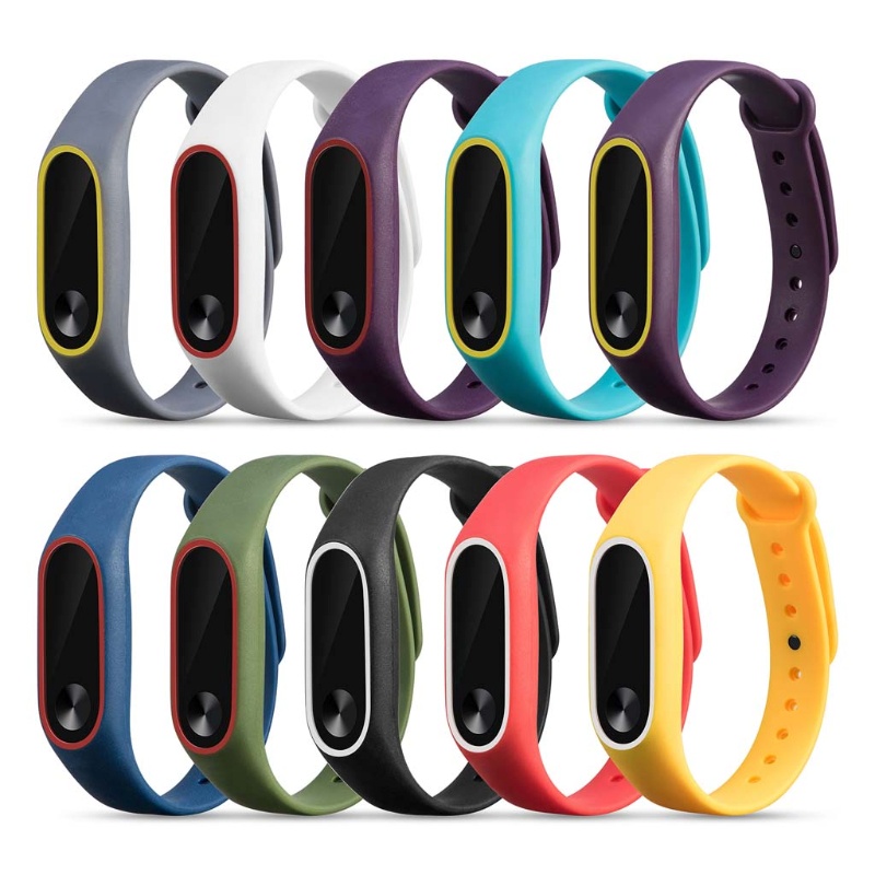 Dây Đeo Silicon Hai Màu Chống Thấm Nước Và Mồ Hôi Thay Thế Cho Vòng Đeo Tay Thông Minh MI Band 2