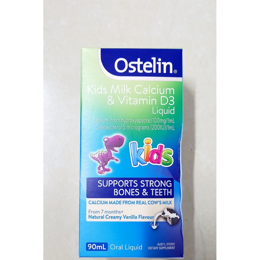 Calci nước Oslelin kids milk calcium &amp; vitamin D3 lọ 90ml (Úc). Bổ sung canxi cho bé từ từ 7 tháng tuổi.