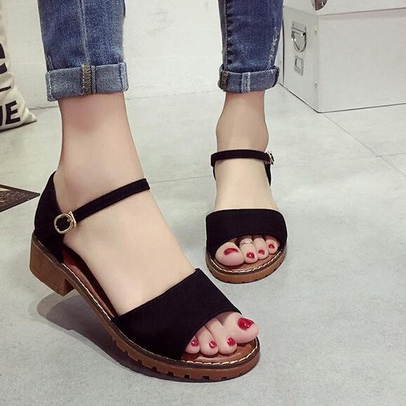 Giày Sandal Đế Bằng Js7 Bán Vĩnh Cửu Hk 25 Thời Trang Mùa Hè 2018 Phong Cách Hàn Quốc Cho Nữ