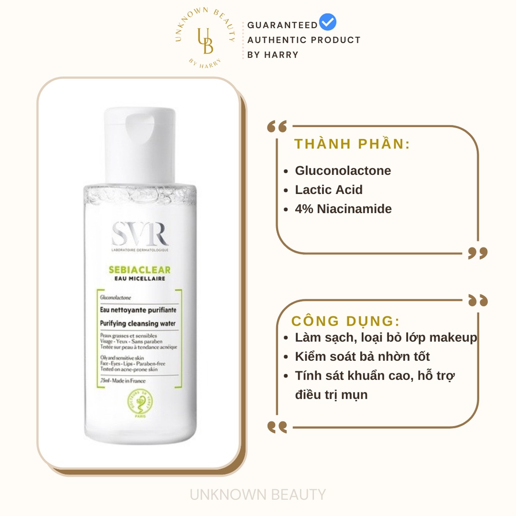 (Mini size) Nước Tẩy Trang SVR Sebiaclear Chuyên Dành Cho Da Dầu Mụn, Hỗn Hợp, Nhạy Cảm | Unknown Beauty | BigBuy360 - bigbuy360.vn