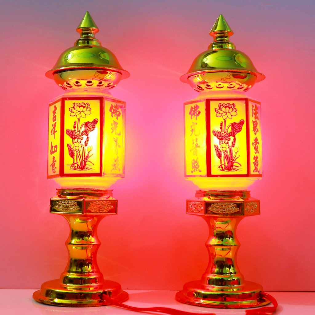 Đèn bàn thờ lục giác-trang trí gian thờ tôn nghiêm Mos Shop