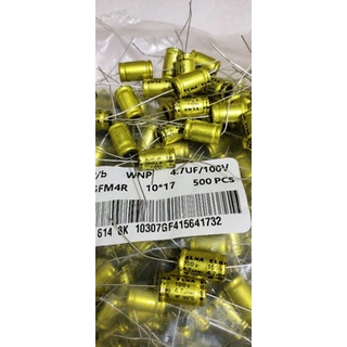 10 tụ loa 2 đầu 4.7uf 100v màu vàng
