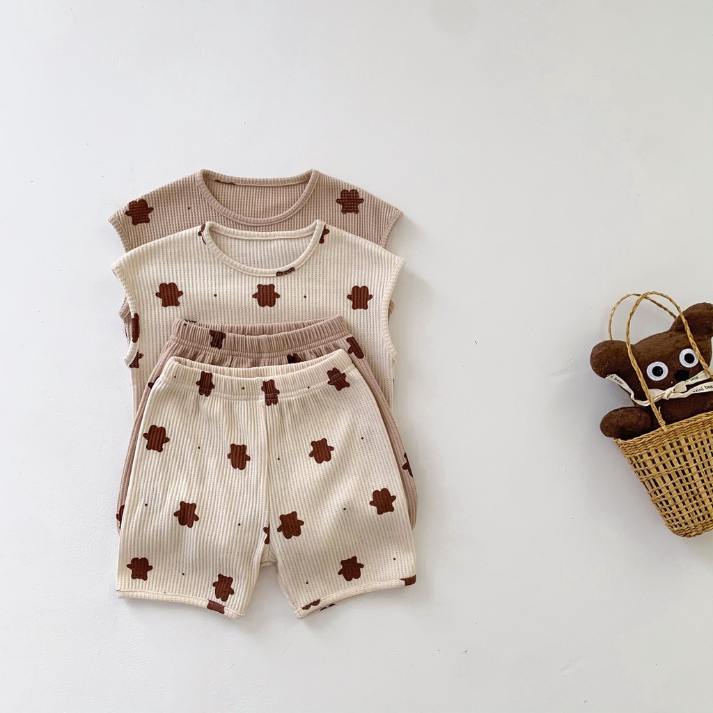 [2023] Đồ Bộ Sát Nách Cotton Tổ Ong Thoáng Mát Cho Bé Trai, Bé Gái