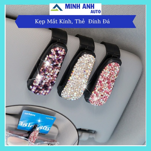 Kẹp treo kính mắt đính đá trên xe ô tô
