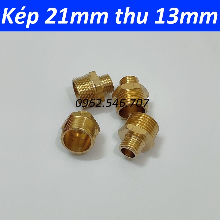 Đầu Nối Thu Từ Ren Ngoài 21Mm Xuống Ren Ngoài 13Mm Bằng Đồng Thau