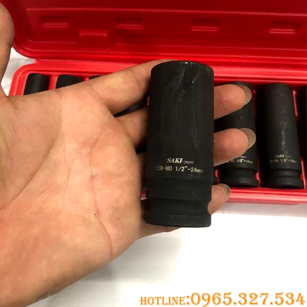 Bộ Đầu Khẩu Đen 1/2, Bộ Tuýp 1/2 Thép CRO Siêu Cứng thương hiệu Saki-Nhật Bản