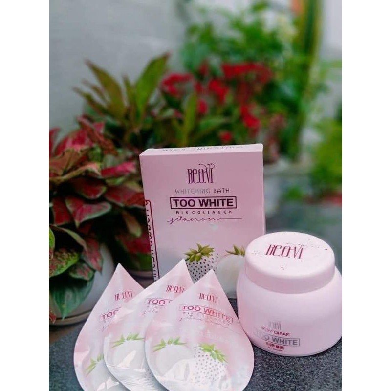 [Hàng Chuẩn 100%] BỘ ĐÔI DƯỠNG TRẮNG & TẮM TRẮNG ( BODY CREAM BEOVI TOO WHITE + TẮM TRẮNG BEOVI DÂU TÂY)