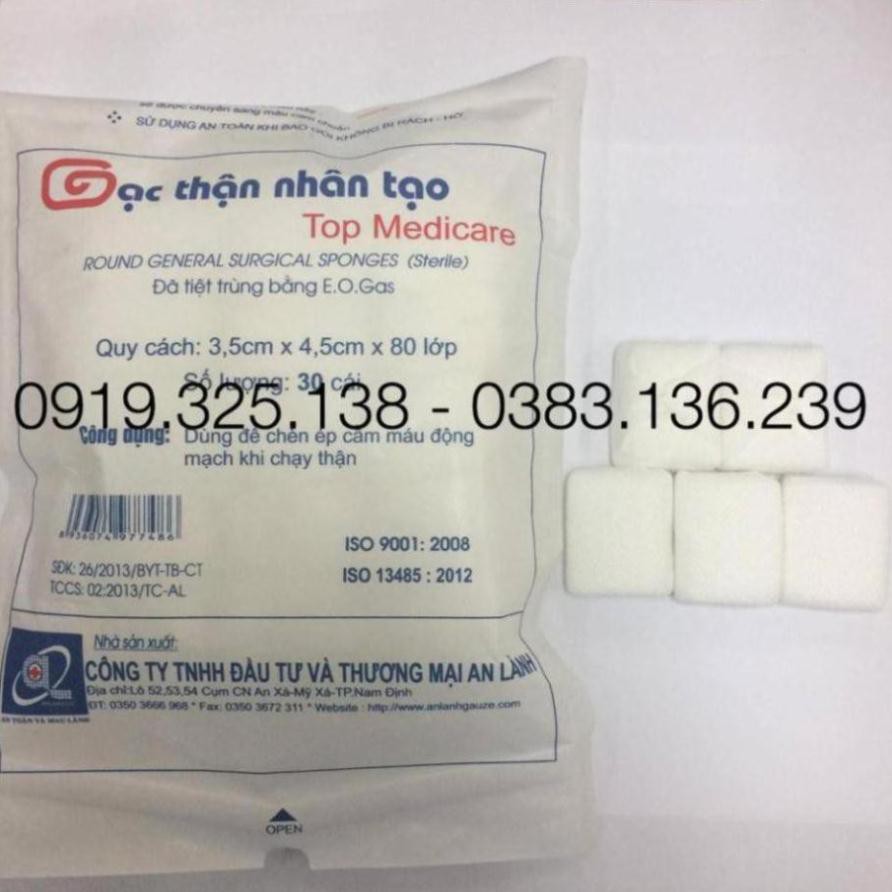 (SỈ) thùng 100 gói Gạc thận nhân tạo 3.5cm x 4.5cm x 80 lớp (30c/gói), VT - An Lành