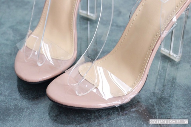 🆘 Sandal trong suốt gót vuông 10 phân giày cao gót màu nude hàng cao cấp full box ( có hộp) | WebRaoVat