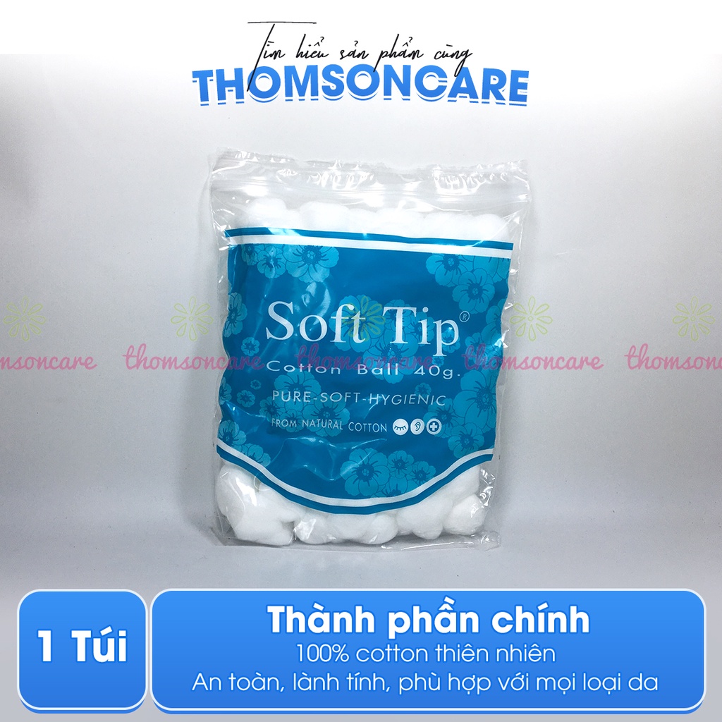 Bông gòn đút tai cho mẹ sau sinh Softtip - Bông viên tròn Soft tip, dùng trong y tế, nút nhét lỗ tai, trang điểm