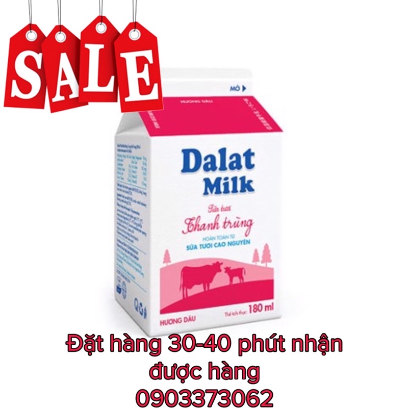 Sữa thanh trùng dâu tây Đà Lạt Milk 180ml Luôn sẵn mỗi ngày