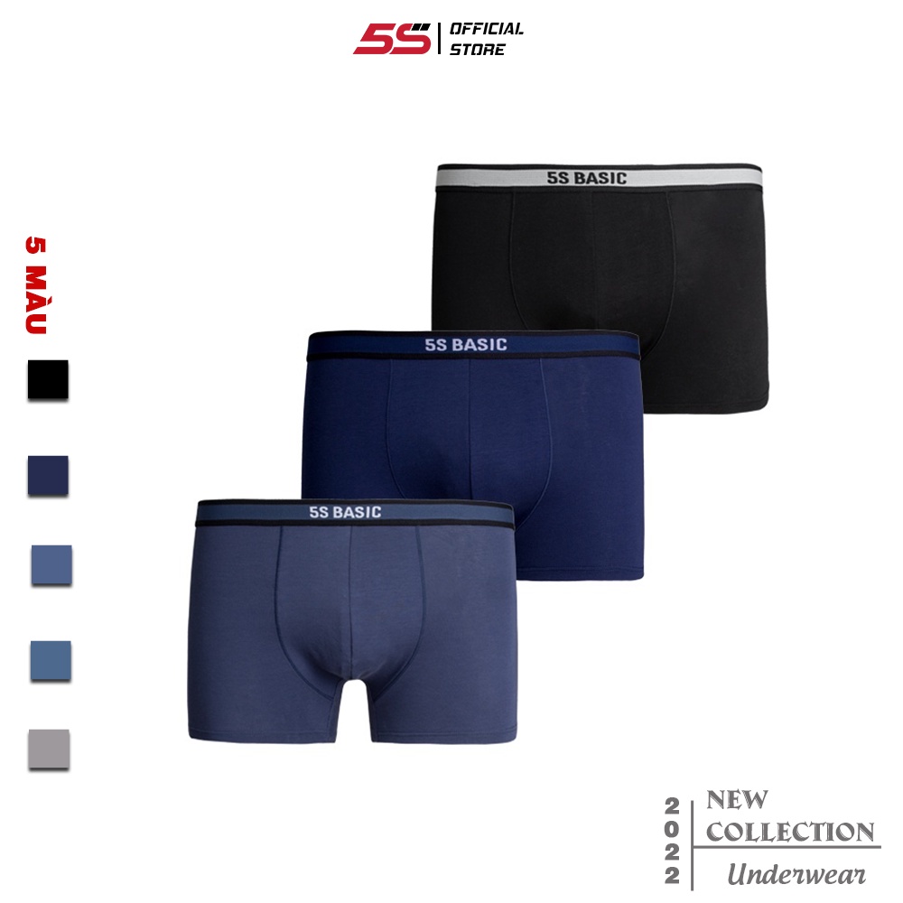 Combo 3 Quần Sịp Đùi Nam Boxer 5S (5 Màu), Chất Liệu Premium Cotton, Siêu Thấm Hút, Kháng Khuẩn Tốt (X3-SIP21003BOX)