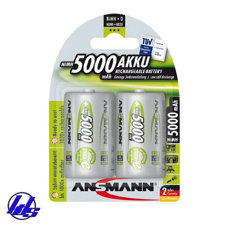 COMBO 2 PIN SẠC ĐẠI D ANSMANN 5000MAH + BỘ SẠC PIN NITECORE NEW I2