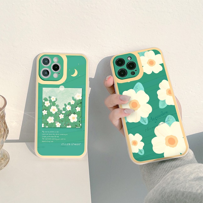 [ IPHONE ] Ốp Lưng Silicon Bảo Vệ CAMERA vuông HOA XANH ốp iphone 12 pro /x/ 8plus/11 pro/11/12 pro max/13/promax tr374