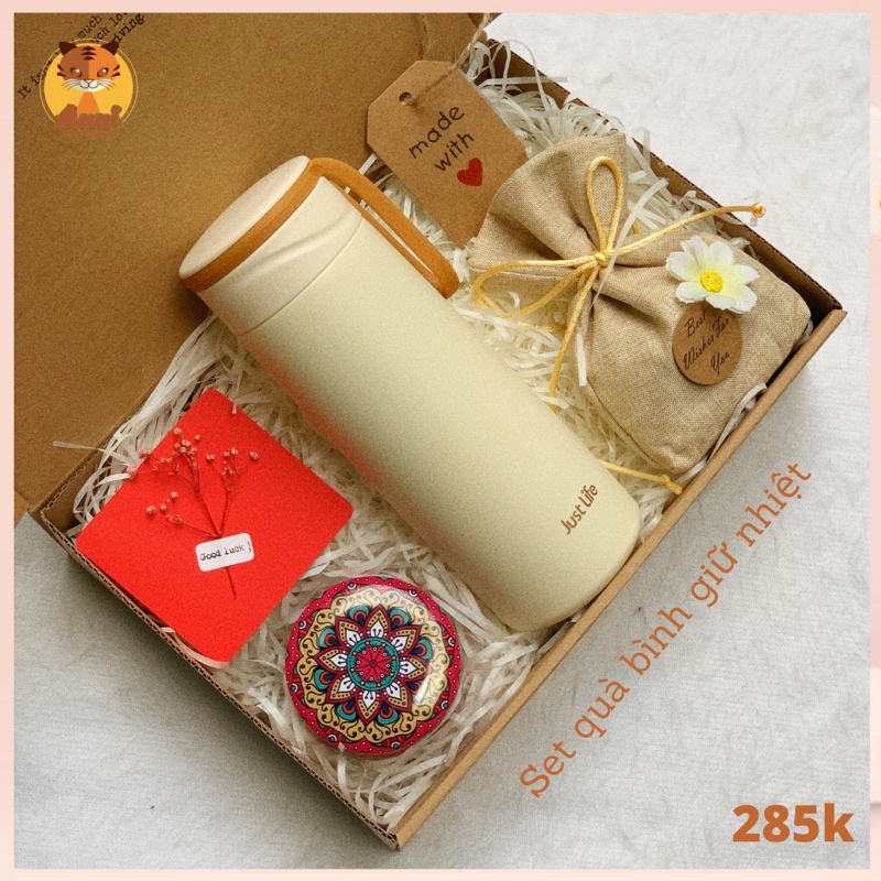 Set quà tặng Beauty Gift Box với bình giữ nhiệt, túi thơm và nến thơm handmade cho bạn gái, bạn bè và người thân