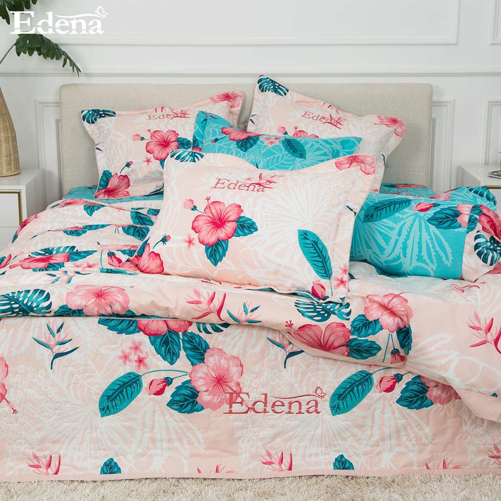 Bộ Chăn Ga Cotton In Edena 452, trọn bộ 5 món, chất liệu nhập khẩu, bền đẹp