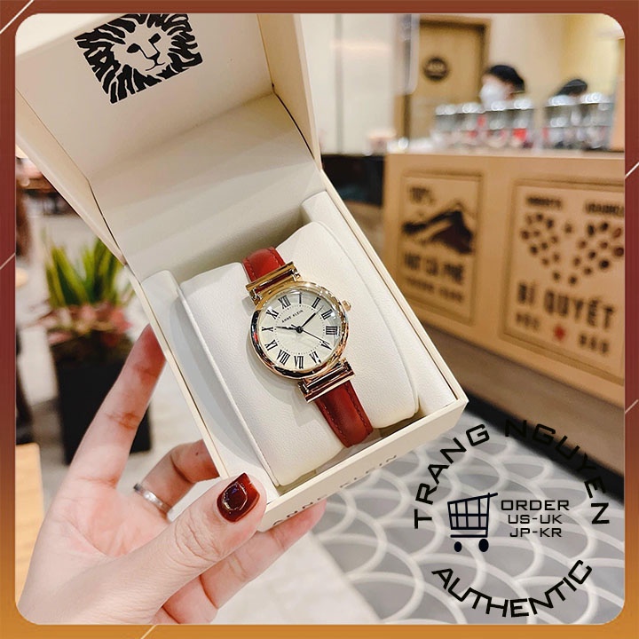 Đồng hồ nữ dây da mặt tròn đường kính 28mm đồng hồ đeo tay nữ chính hãng đẹp chống nước Anne Klein AK/2246CRRD