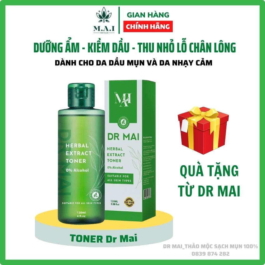 Toner, Toner Dr Mai, Nước Hoa Hồng 120ml dưỡng ẩm dành cho da mụn, da nhạy cảm