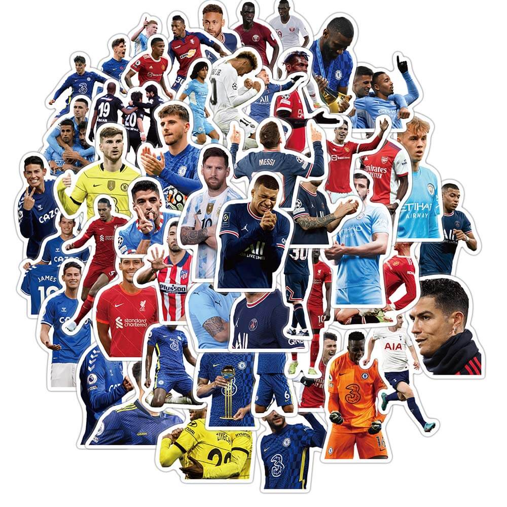 Bộ 50 Miếng Dán Hình Ngôi Sao Bóng Đá Messi Zlatan Ibrahimovi Nhiều Màu Sắc Chống Thấm Nước Trang Trí Ván Trượt/Laptop/Vali/Laptop