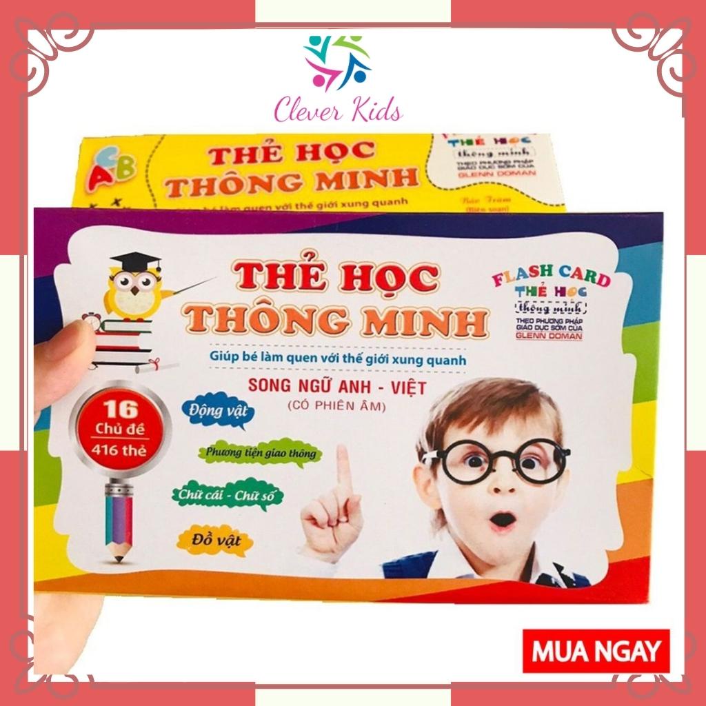 Bộ thẻ học thông minh 16 chủ đề ,thẻ học song ngữ anh việt cho bé