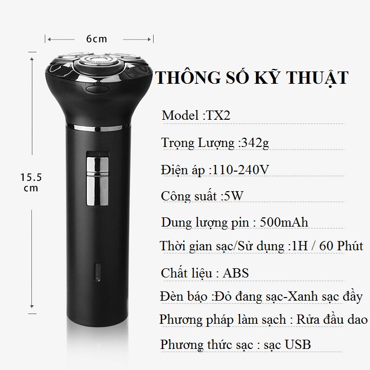 Máy cạo râu dao cạo râu 3 trong 1 Shaver 4D model TX2 có tính năng tự động mài lưỡi sắc bén kho hàng giá rẻ VN