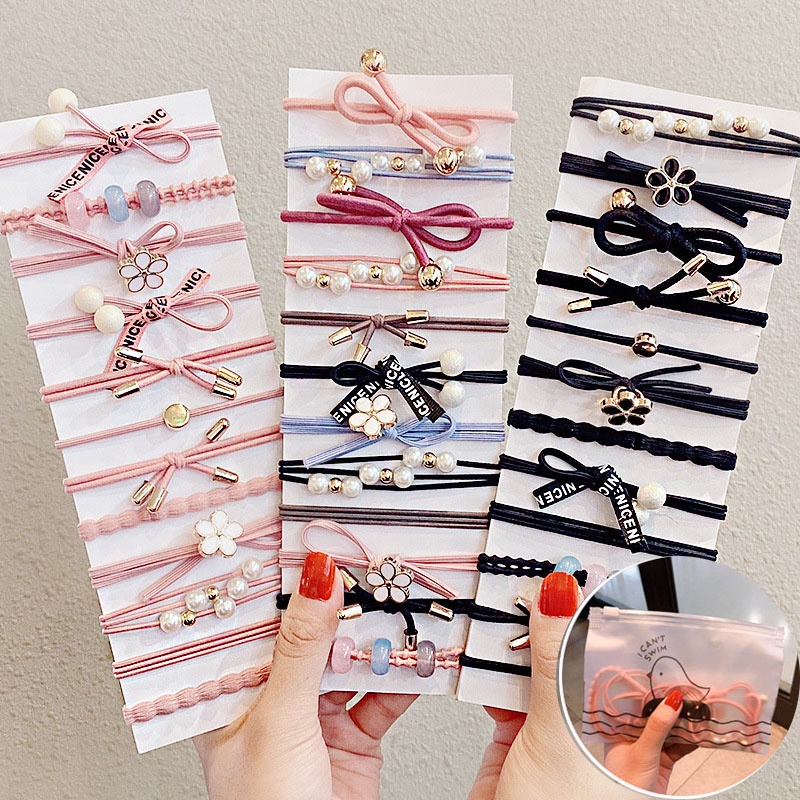 Set 8 Dây Cột Tóc Co Giãn Dễ Thương Cho Bé Gái