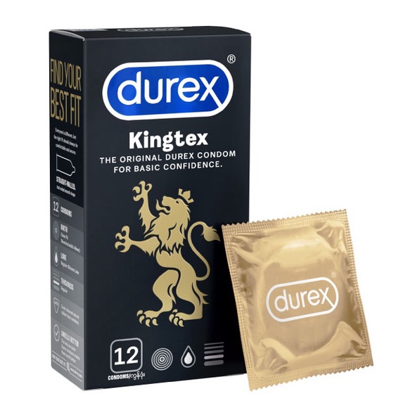 (Hàng Chính Hãng)Hộp 12 Bao Cao Su Durex Kingtex Siêu Ôm Sát Cho Cảm Xúc Chân Thực