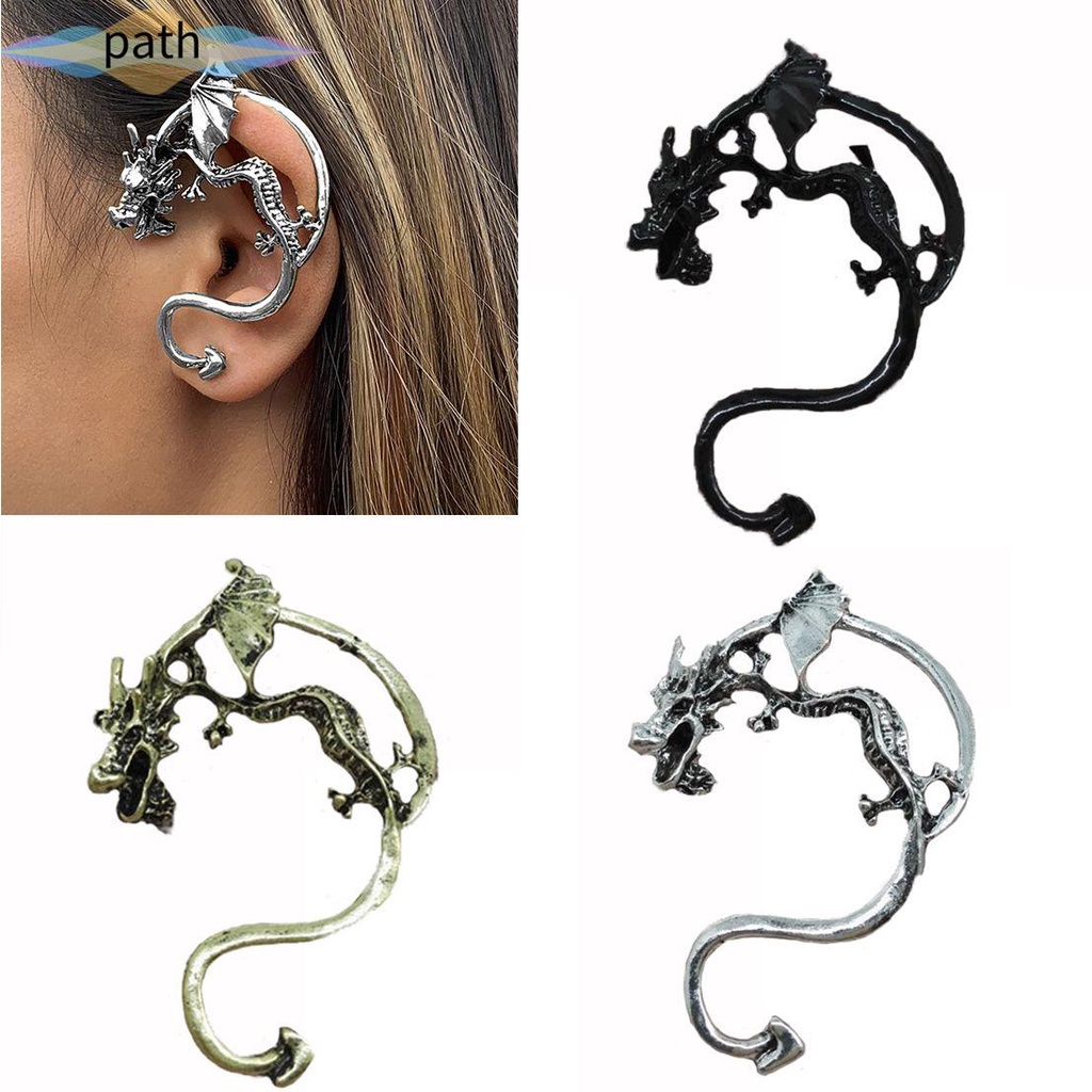 Khuyên kẹp vành tai ba chiều hình rồng phong cách retro cá tính cho nam và nữ