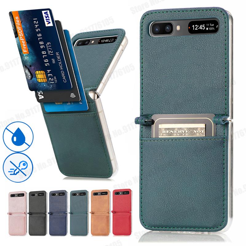Ốp Điện Thoại PC Cứng Phối Da Siêu Mỏng Có Ngăn Đựng Thẻ Cho Samsung Z Flip 3 5G Galaxy Z Flip 2 1 SM-F707B