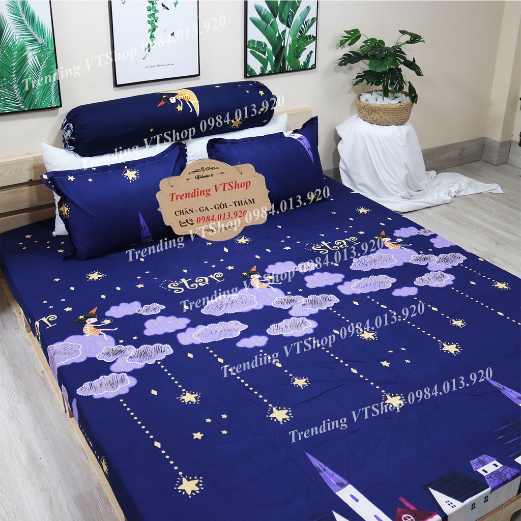 [Giá hủy diệt] Bộ 3 món ga gối chất liệu Poly Cotton  không bai xù, họa tiết đẹp mắt | BigBuy360 - bigbuy360.vn