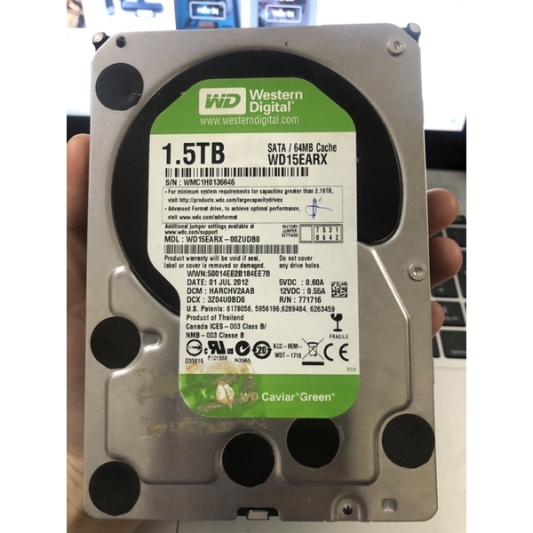 Ổ cứng WD xanh green 1.5TB đã test kĩ, bao test 10 ngày