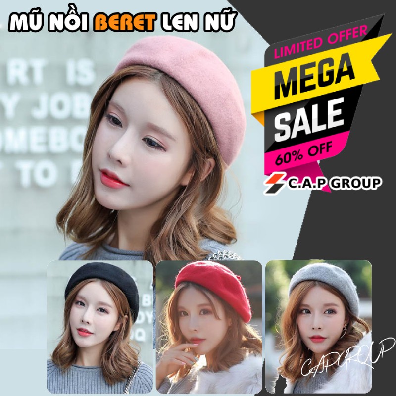 Mũ nồi nữ Beret mùa đông Hot 2020 nón nồi dạ nỉ cute kiểu Âu Châu phong cách Hàn Quốc