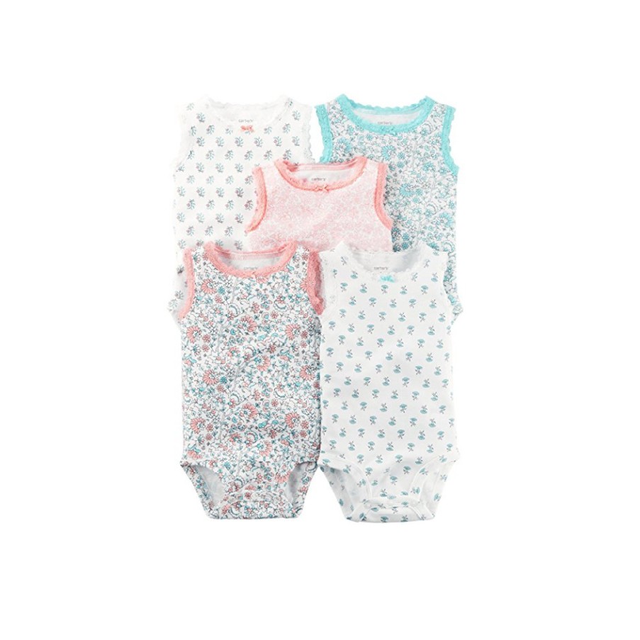 Bộ 5 áo viền ren hoa liền quần Baby Girls
